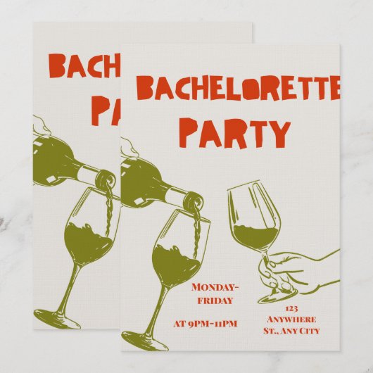 Elegante uitnodiging voor vrijgezellenweekend voor (Voorkant / Achterkant)