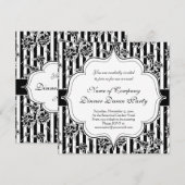 Elegante uitnodiging voor zwart-wit formeel diner  (Voorkant / Achterkant)