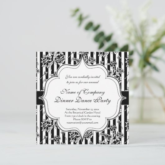 Elegante uitnodiging voor zwart-wit formeel diner  (Staand voorkant)