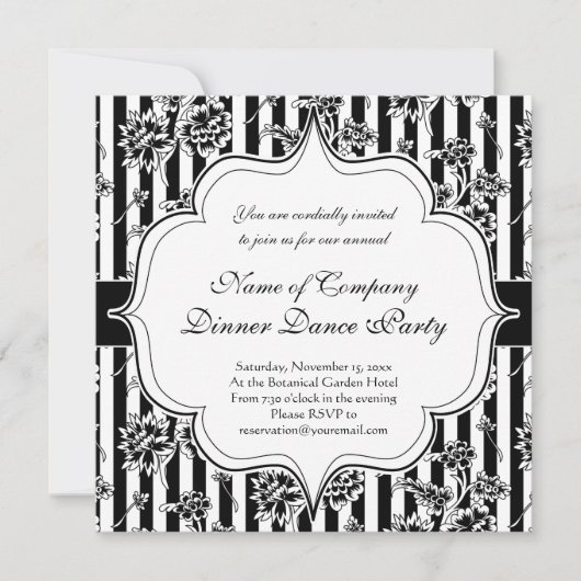 Elegante uitnodiging voor zwart-wit formeel diner  (Voorkant)