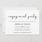 Elegante uitnodiging voor zwart-wit verlovingsfees (Voorkant)