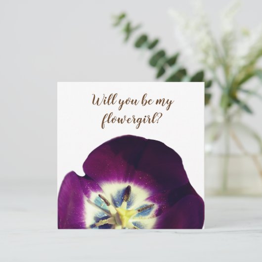 Elegante uitnodiging Wil je mijn bloemenmeisje zij (Staand voorkant)