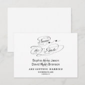 Elegante Uitnodiging Zwart en Wit Calligraphy Save (Voorkant / Achterkant)