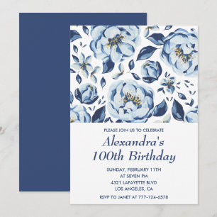 Elegante uitnodigingen voor 100ste verjaardag Bloe