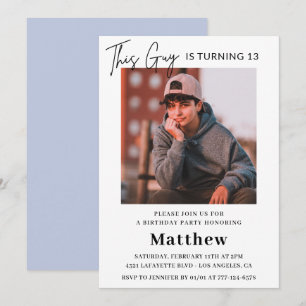 Elegante uitnodigingen voor 13e verjaardag Jongen 