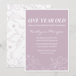 Elegante uitnodigingen voor 1e verjaardag Modern b