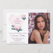 Elegante uitnodigingen voor 20e verjaardag Floral  (Voorkant)