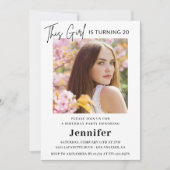 Elegante uitnodigingen voor 20e verjaardag Foto Mo (Voorkant)