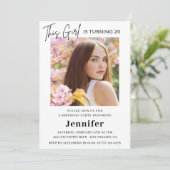 Elegante uitnodigingen voor 20e verjaardag Foto Mo (Staand voorkant)