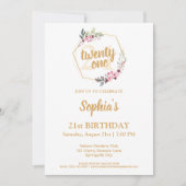 Elegante uitnodigingen voor 21e verjaardag - bloem (Voorkant)