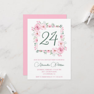 Elegante uitnodigingen voor 24ste verjaardag Bloem