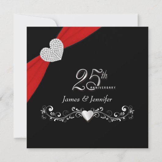 Elegante uitnodigingen voor 25-jarig huwelijksjubi (Achterkant)