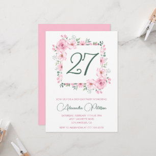 Elegante uitnodigingen voor 27ste verjaardag Bloem