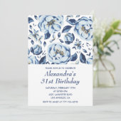 Elegante uitnodigingen voor 31e verjaardag Bloemig (Staand voorkant)