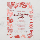 Elegante uitnodigingen voor 32e verjaardag Grey Re (Voorkant / Achterkant)