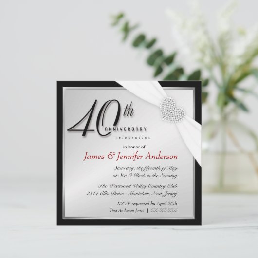 Elegante uitnodigingen voor 40-jarig jubileumfeest (Staand voorkant)
