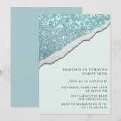 Elegante uitnodigingen voor 49e verjaardag Glitter (Voorkant / Achterkant)