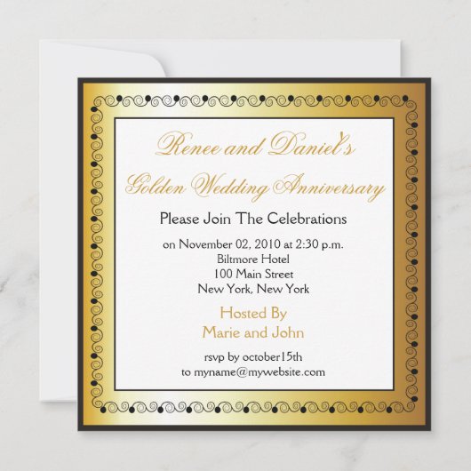 Elegante uitnodigingen voor 50-jarig huwelijksjubi (Achterkant)