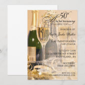 Elegante uitnodigingen voor 50-jarig huwelijksjubi (Voorkant / Achterkant)