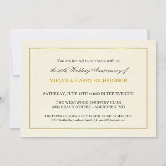 Elegante uitnodigingen voor 50-jarig jubileum - Be (Achterkant)