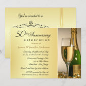 Elegante uitnodigingen voor 50e gouden jubileumfee (Voorkant / Achterkant)