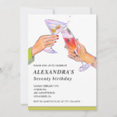 Elegante uitnodigingen voor 70e verjaardag Cocktai (Voorkant)