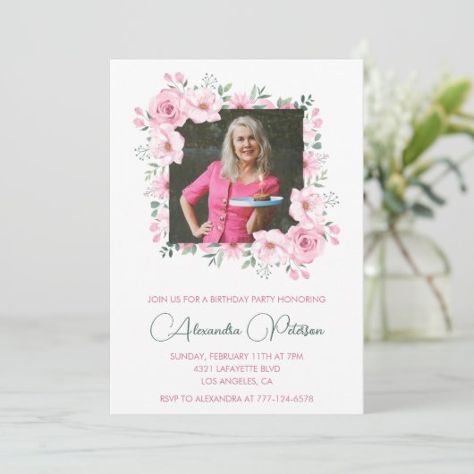 Elegante uitnodigingen voor 70e verjaardag Foto Bo (Staand voorkant)