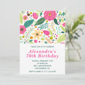 Elegante uitnodigingen voor 70ste verjaardag Bloem (Staand voorkant)