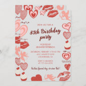 Elegante uitnodigingen voor 85e verjaardag Grijs R (Voorkant / Achterkant)