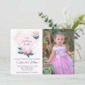 Elegante uitnodigingen voor de 3e verjaardag Flora (Staand voorkant)