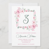 Elegante uitnodigingen voor de 3e verjaardag Flora (Voorkant)