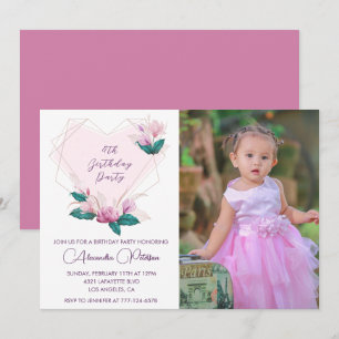 Elegante uitnodigingen voor de 4e verjaardag Flora