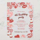 Elegante uitnodigingen voor de 4e verjaardag Grey  (Voorkant / Achterkant)