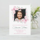 Elegante uitnodigingen voor de 7e verjaardag Foto  (Staand voorkant)