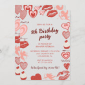 Elegante uitnodigingen voor de 9e verjaardag Grey  (Voorkant / Achterkant)