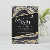 Elegante uitnodigingen voor Gold Agate Engagement  (Staand voorkant)