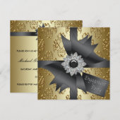 Elegante uitnodigingen voor Gold Engagement Party (Voorkant / Achterkant)