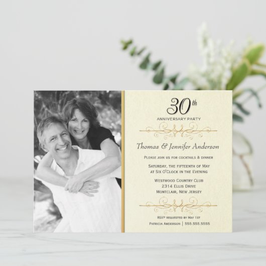 Elegante uitnodigingen voor het 30-jarig huwelijks (Staand voorkant)