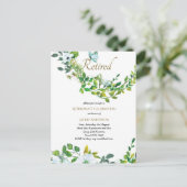Elegante UITNODIGINGEN voor PENSIOEN Botanische Bl (Staand voorkant)
