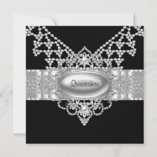 Elegante uitnodigingen voor Quinceanera in zwart e