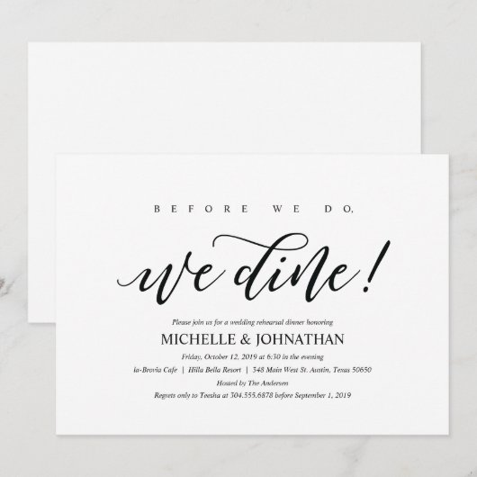 Elegante uitnodigingen voor rusticale huwelijkspro (Voorkant / Achterkant)