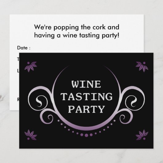 Elegante uitnodigingen voor wijnproeverijen (Voorkant / Achterkant)