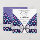 Elegante uitnodigingsansichtkaart strik en hartspi kaart (Voorkant / Achterkant)