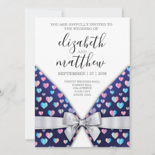 Elegante uitnodigingsbriefkaart Strik en Hartspikk Kaart