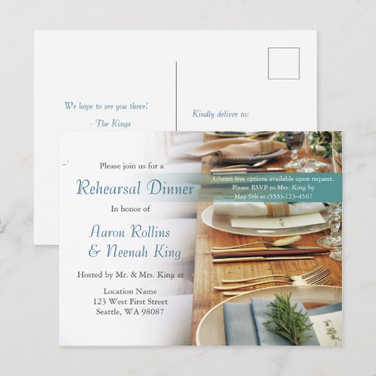 Elegante uitnodigingskaart voor diner voorafgaand  briefkaart (Voorkant / Achterkant)