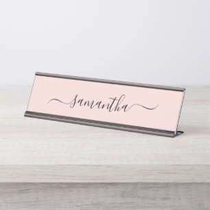 Elegante uitroepnaam met handtekening bureau naambordje