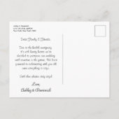 Elegante uitstel bruiloft script  aankondigingskaart (Achterkant)