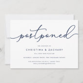 Elegante uitstel van Navy & Witte Script-huwelijk Aankondiging (Voorkant)