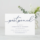 Elegante uitstel van Navy & Witte Script-huwelijk Aankondiging (Staand voorkant)