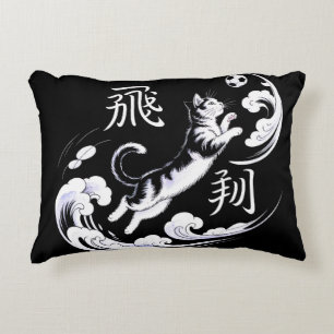 Elegante Ukiyo-e Kat Voetbal voor Japanse Huisdeco Accent Kussen